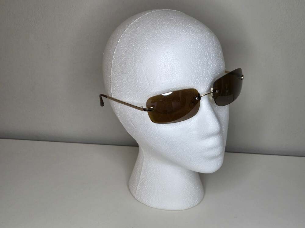 Andrea Jovine A56 GLD Brown Tinted Rimless Rectangular Sunglasses